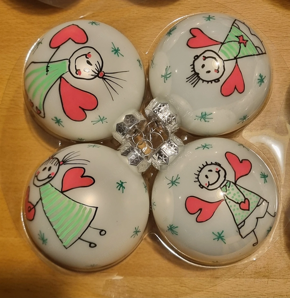 Handbemalte Weihnachtskugeln   4er Set  