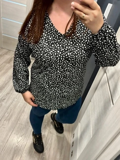 Damenbluse mit abstraktem Muster, elastisch, Langarm, Plus Size 4XL