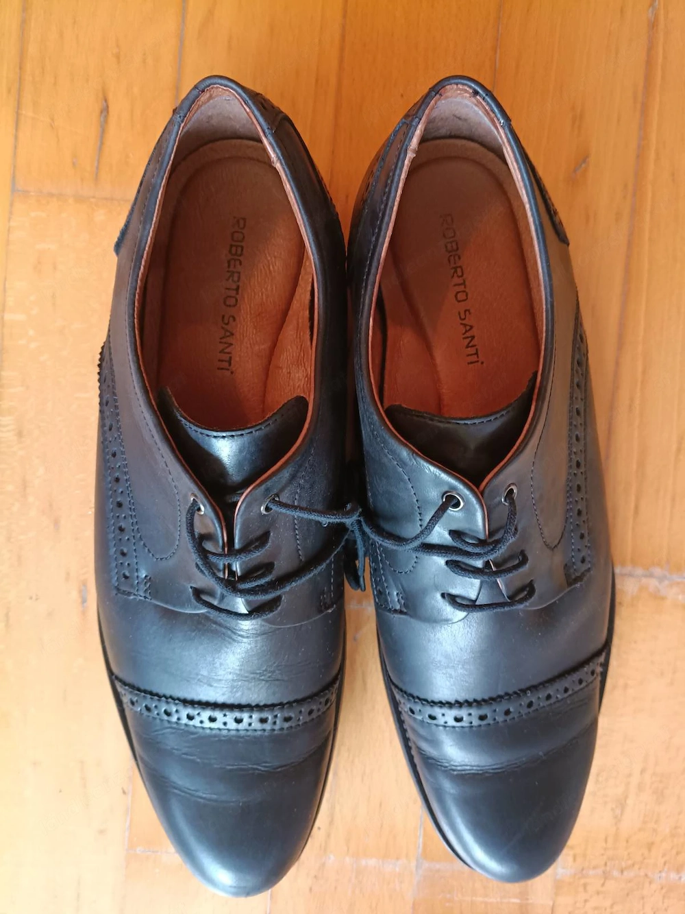 Roberto Santi Herren Echtholz-  Echtleder Halbschuhe - Gr. 44 - Schwarz