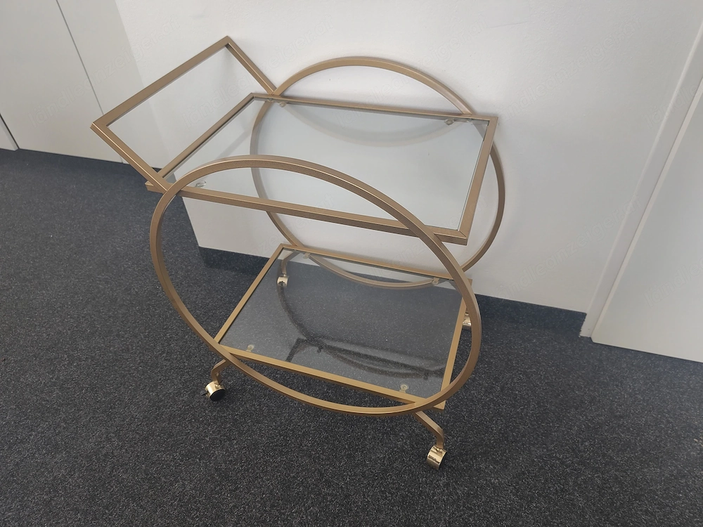 Servierwagen Gold mit Glasböden, Barwagen Riess Ambiente, 70 cm