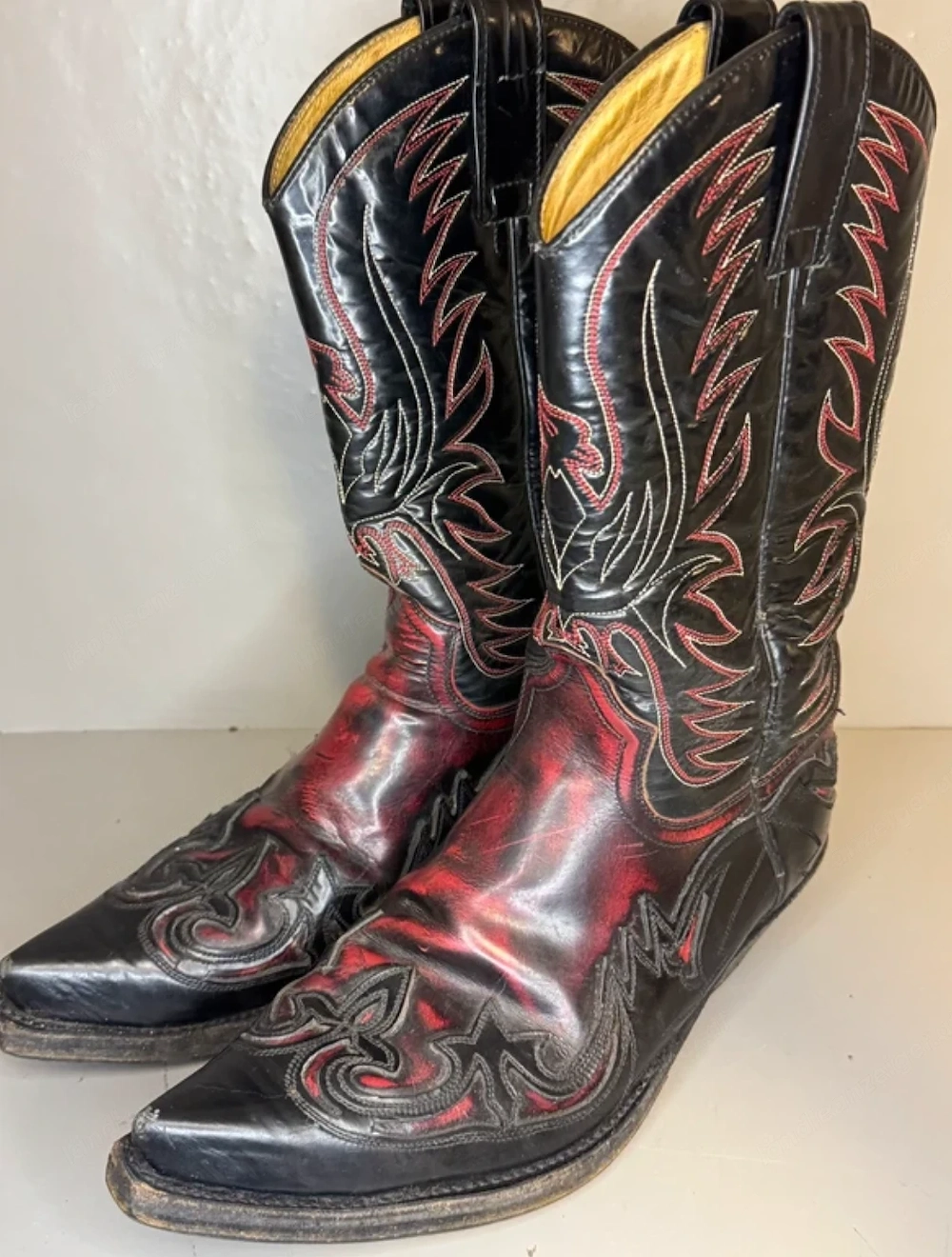 Sendra Herren Cowboystiefel Western Leder schwarz rot 42