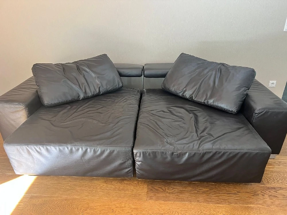 Ledercouch mit Ausziehfunktio 