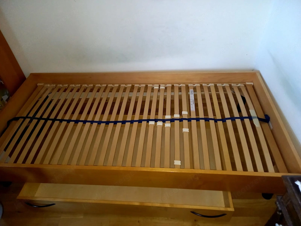 Massivholzbett (1,00 m x 2,10 m) inkl. Lattenrost & Schublade   Top Zustand!