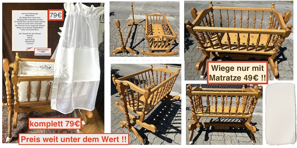 Wiege Holz massiv & Babyset ab 49 
