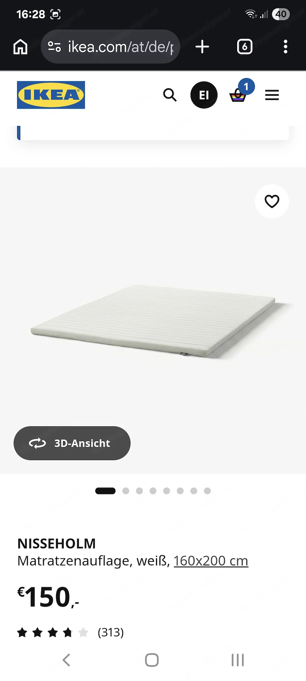 Matratzenauflage, Topper 160x200 cm *unbenutzt*