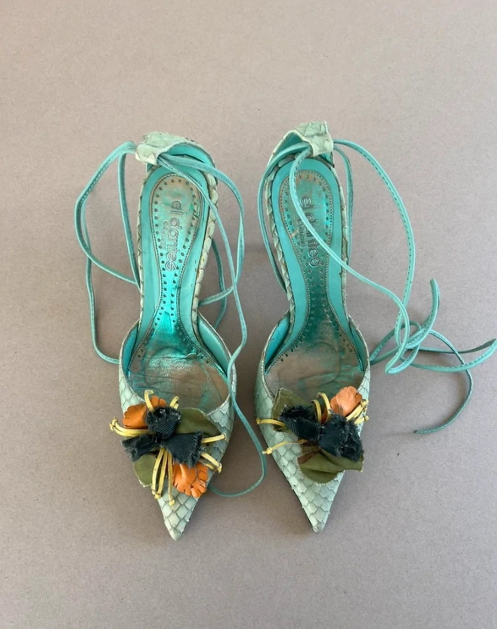 El Dantes Pointed-Toe Pumps Reptilleder-Imidation 2000s