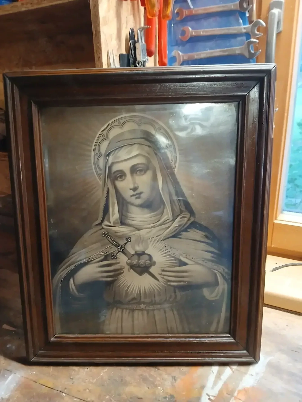 4 verschiedene Heiligen Bilder Jesus und Maria inkl. Rahmen und Glas