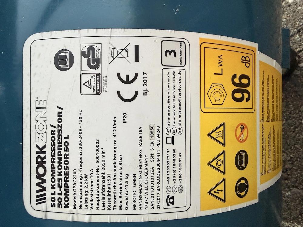 Kompressor 50L WorkZone TOP