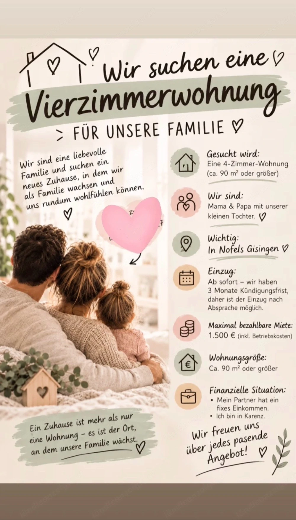 4 Zimmer Wohnung gesucht