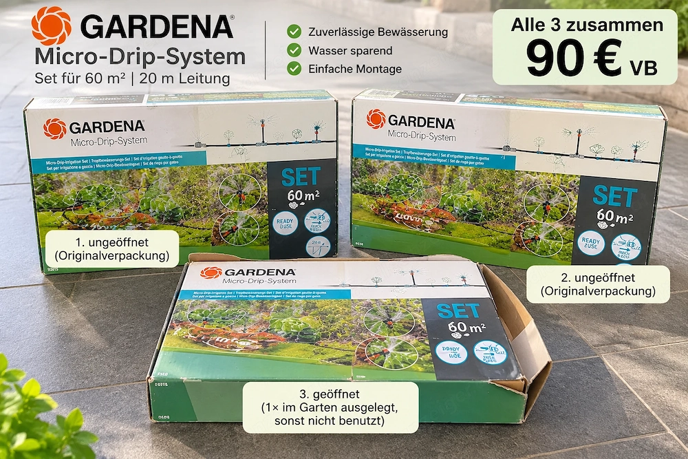 3  GARDENA Micro-Drip-System Set 60 m    2 ungeöffnet