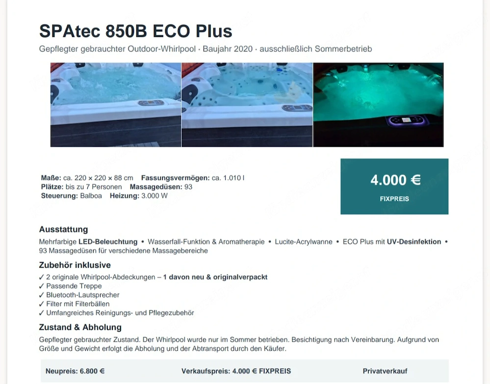 Whirlpool SPAtec 850B ECO Plus