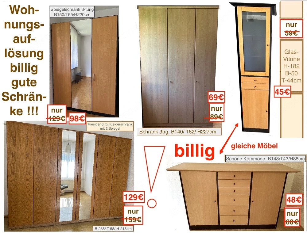 Schlafzimmerschrank Kommode Vitrine ab 45 