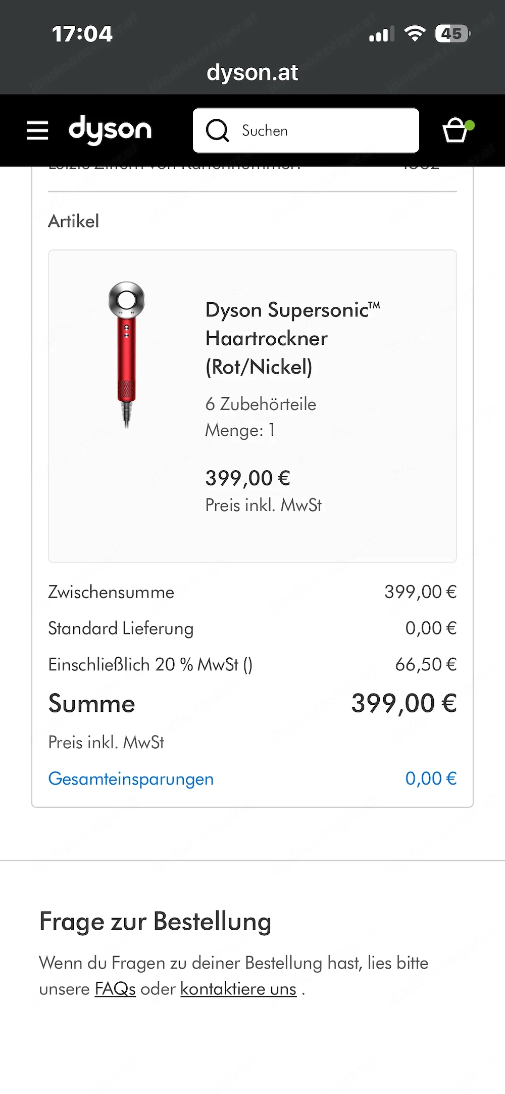 Dyson Haartrockner kaum benutzt rot