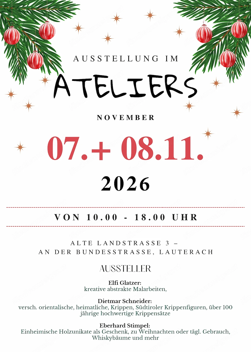 Weihnachtsausstellung in den Lauteracher Ateliers 