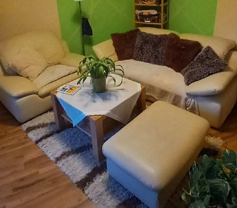 Ledersofa 3tlg. inkl Tisch