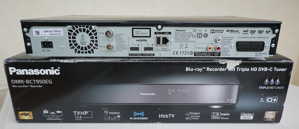 Panasonic Blu-ray Disc Recorder DMR-BCT950EG, 2 TB, High End, TOPZUSTAND 