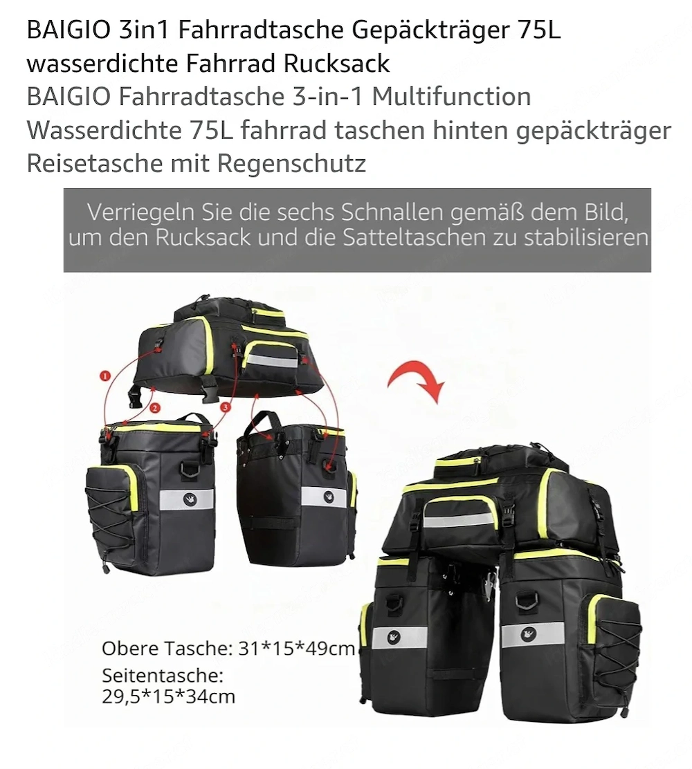 Fahrradtaschen 3 teilig