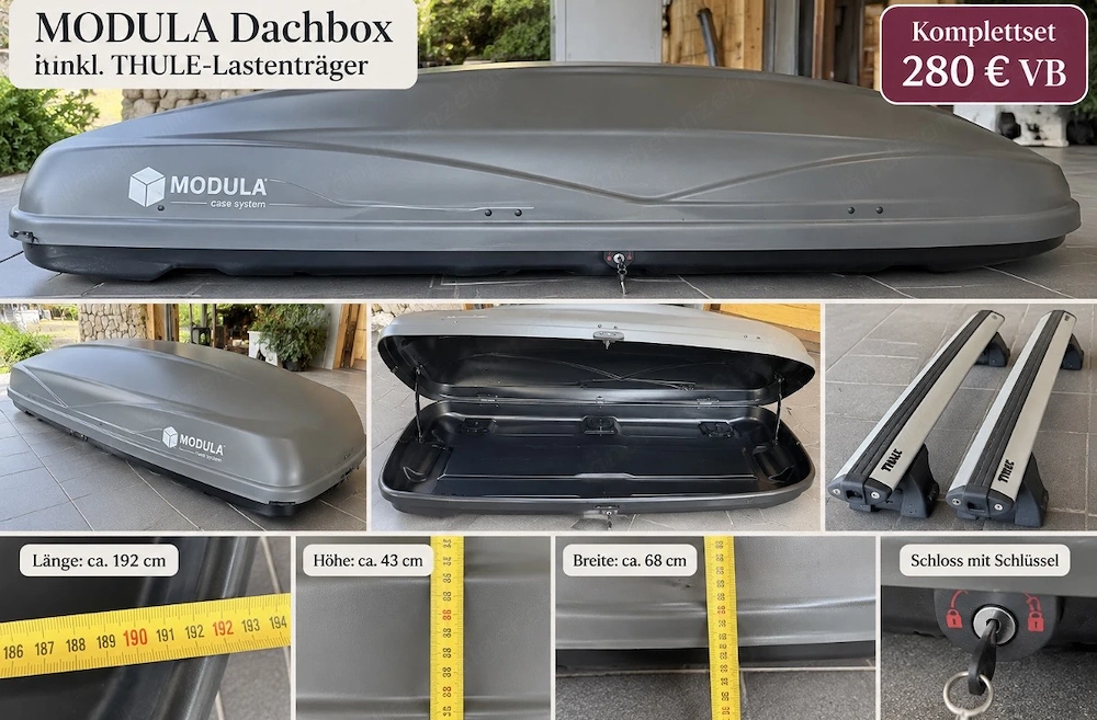 Titel: MODULA Dachbox inkl. THULE Dachträger   192 cm