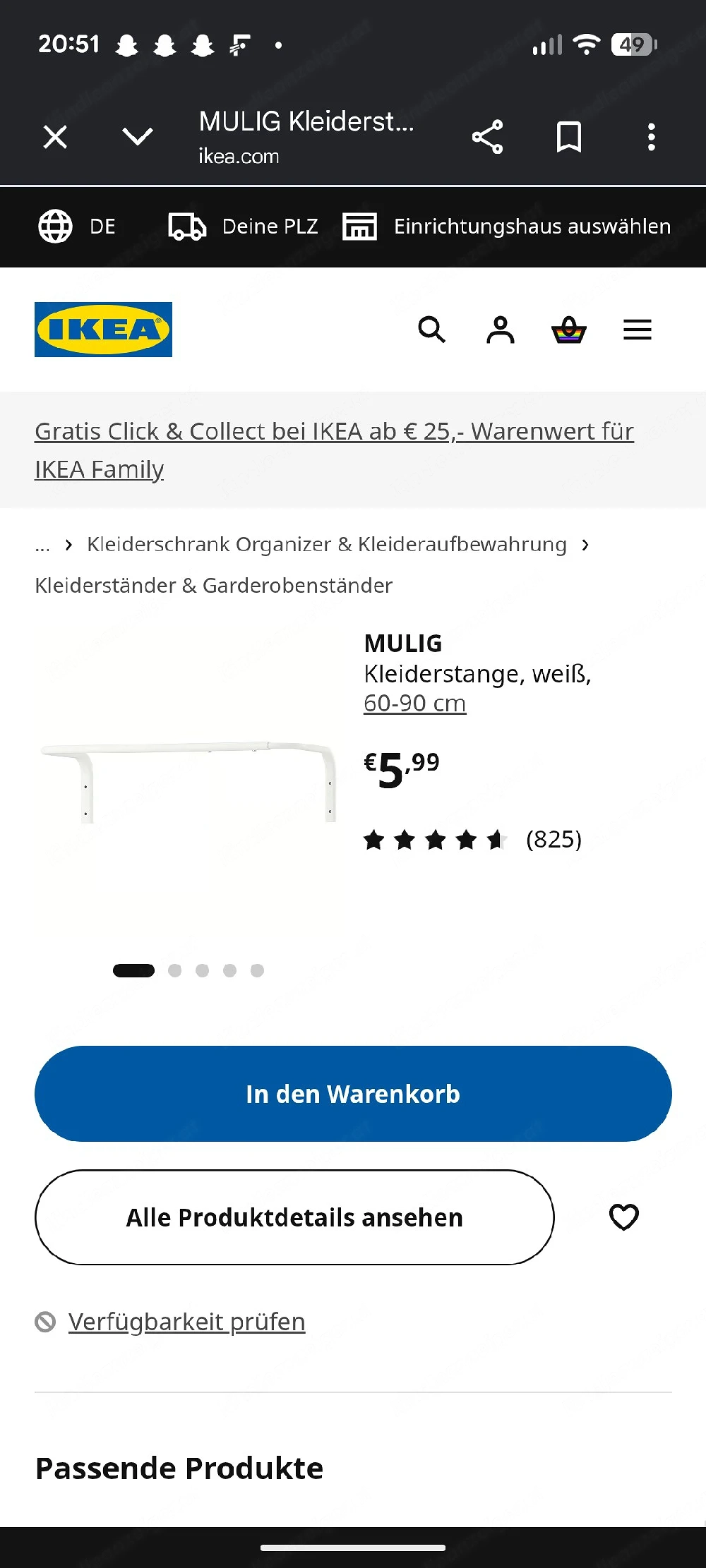 Verschenke Kleiderstange von Ikea