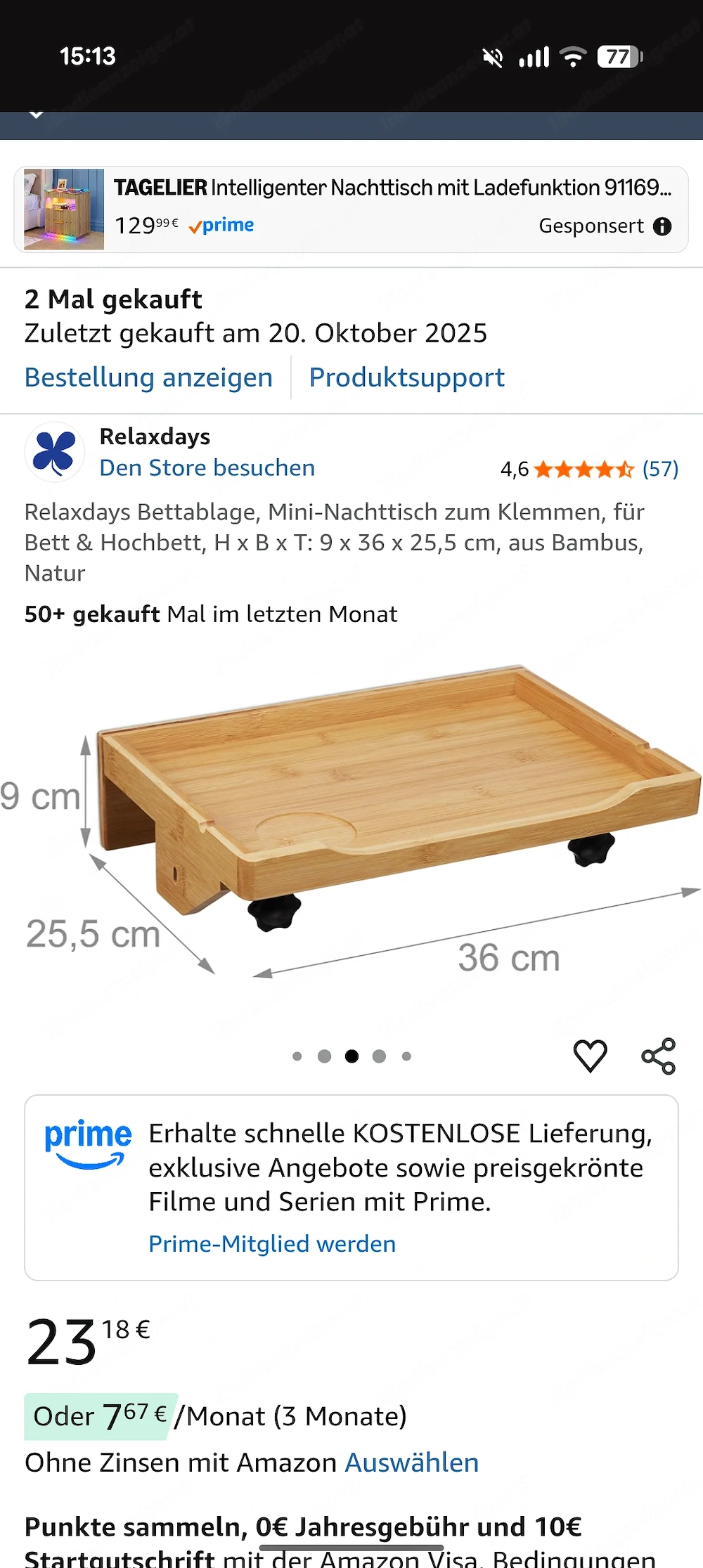Nachttisch zum Klemmen 
