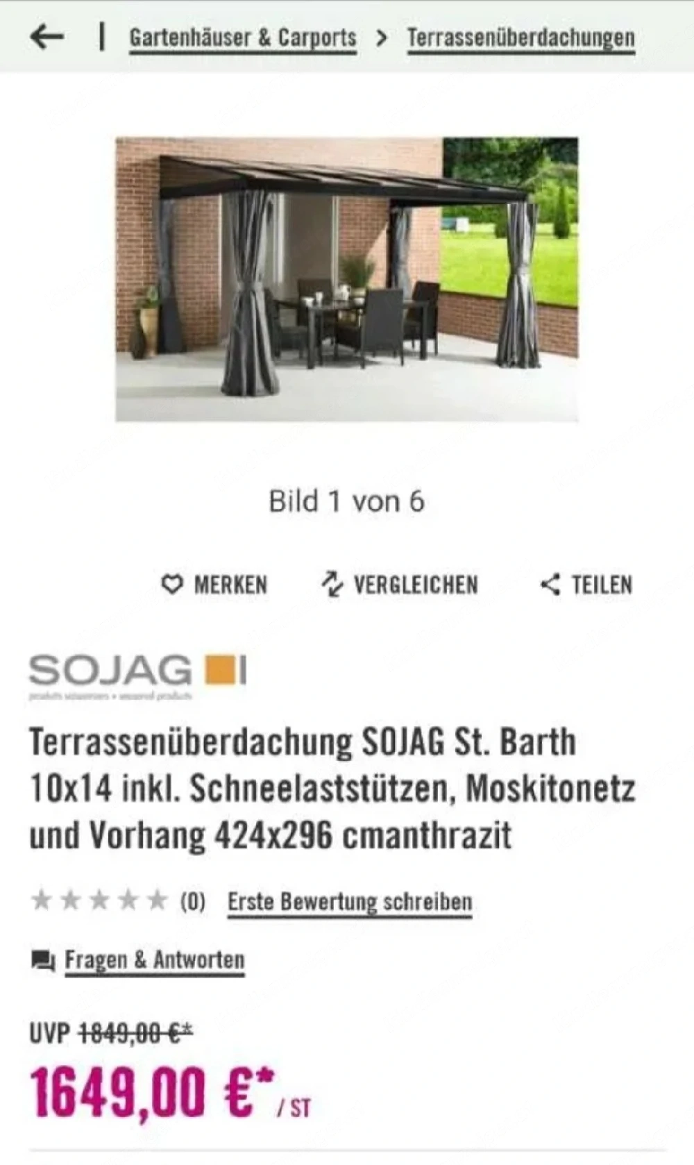 Terassenüberdachung Orginal verpackt 