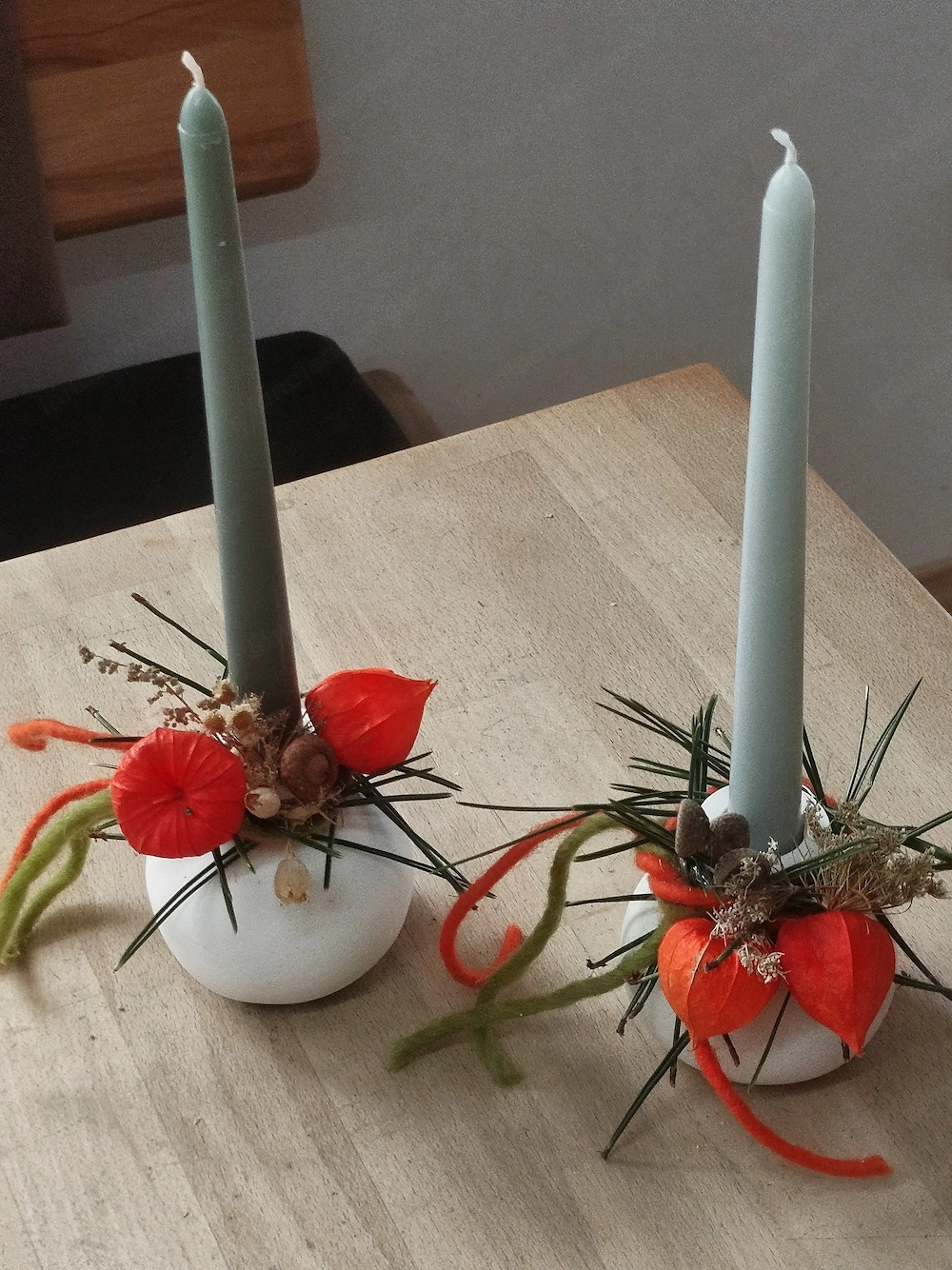 Deko Tisch 2 Kerzenständer mit Kerzen neu
