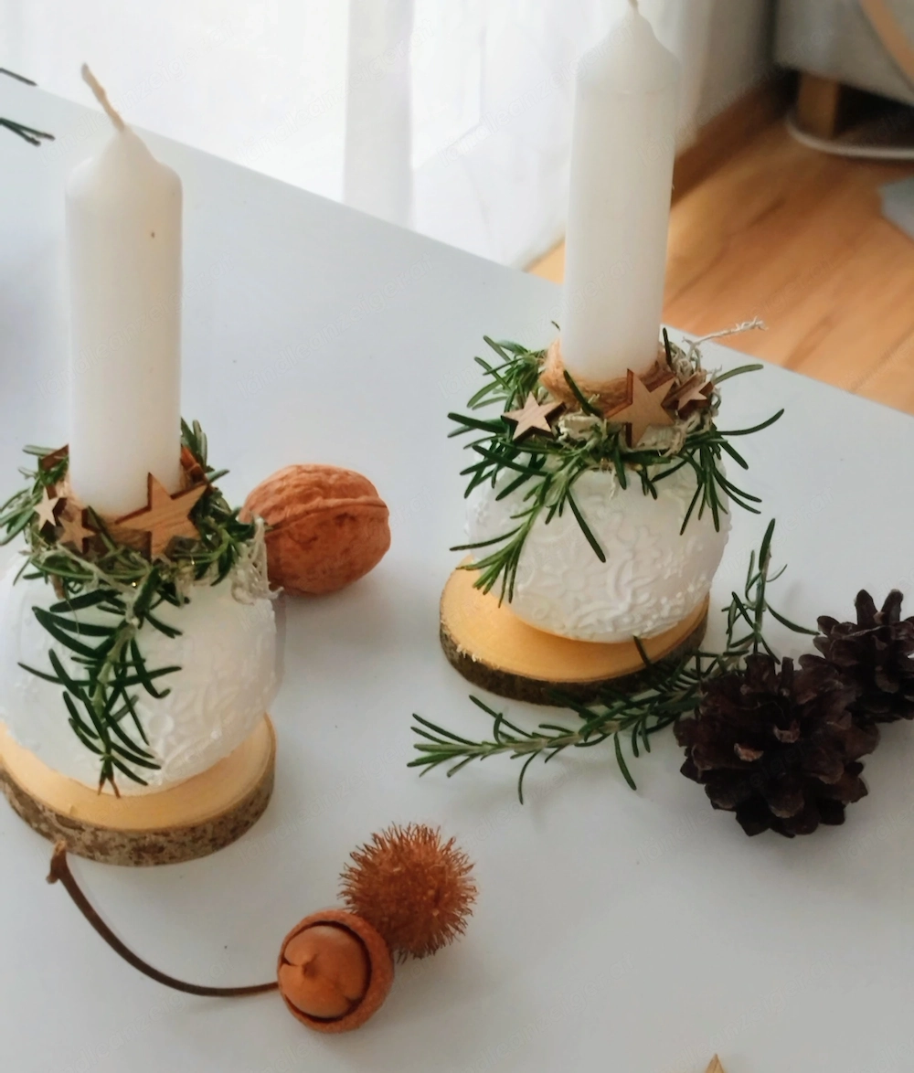 Deko Tisch 2 Kerzenständer mit Kerzen neu