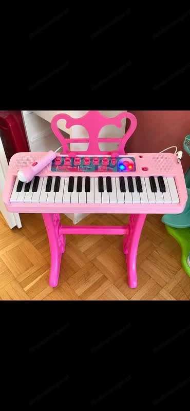  Pinkes Kinderkeyboard mit Mikrofon & Ständer 