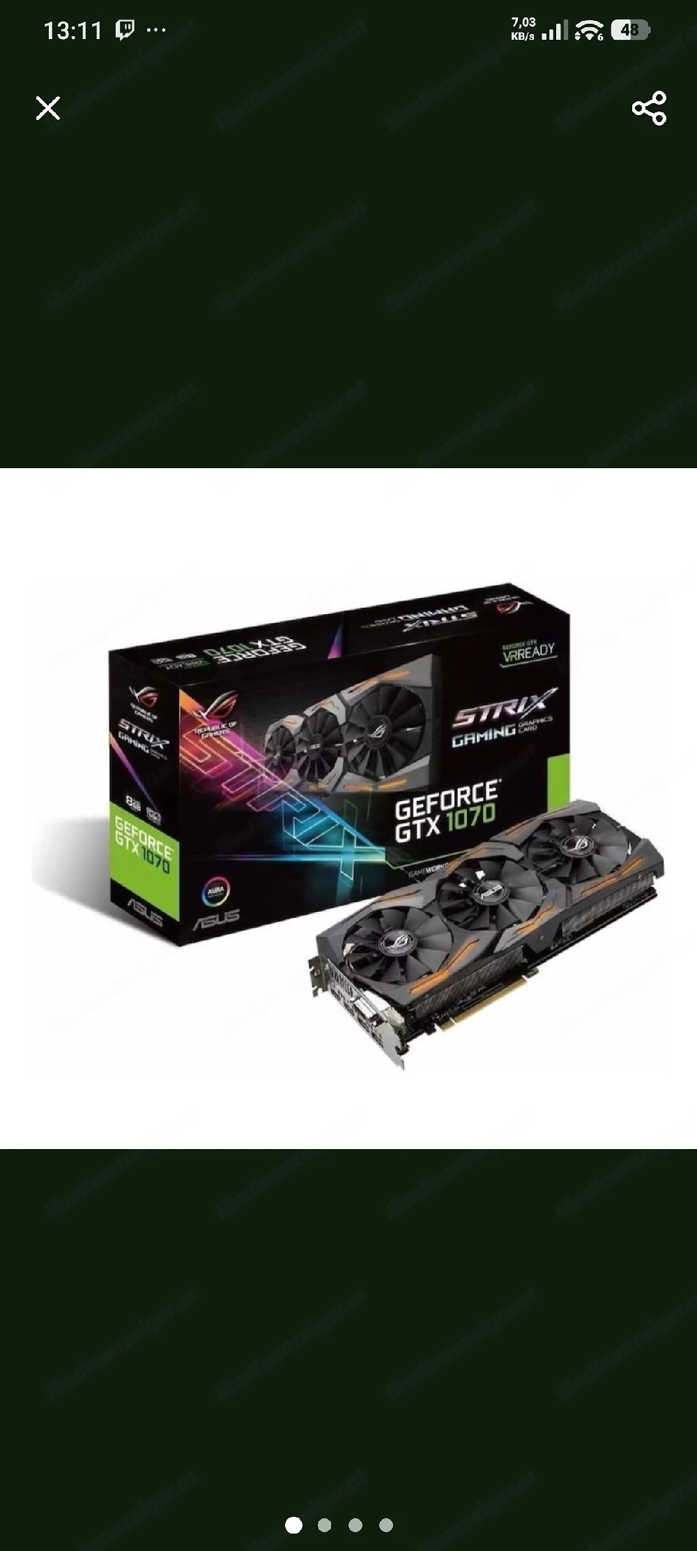 Asus Rog Strix GeForce GTX1070 8G VRam