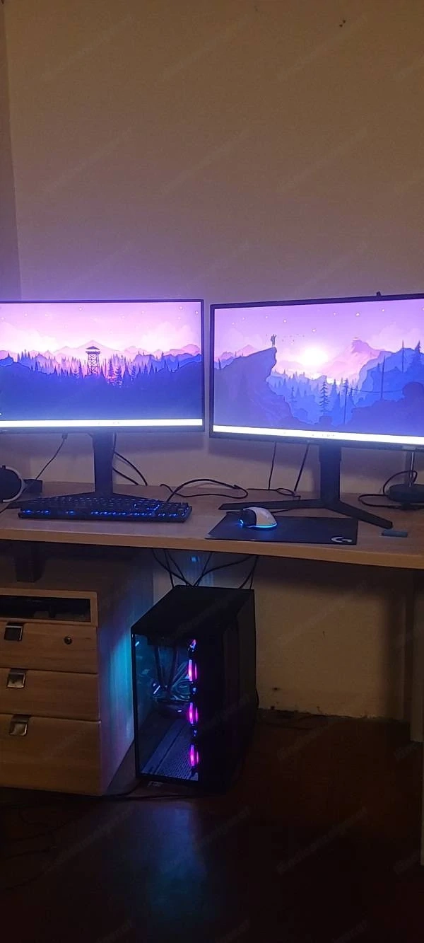 Gaming PC Setup komplett: i7 | RTX 2070S | 2x 27" LG Monitore (144Hz & 240Hz) | Zubehör 