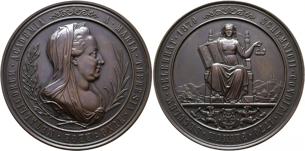 Franz Josef I., Bronzemedaille 1870, Bergakademie Schemnitz
