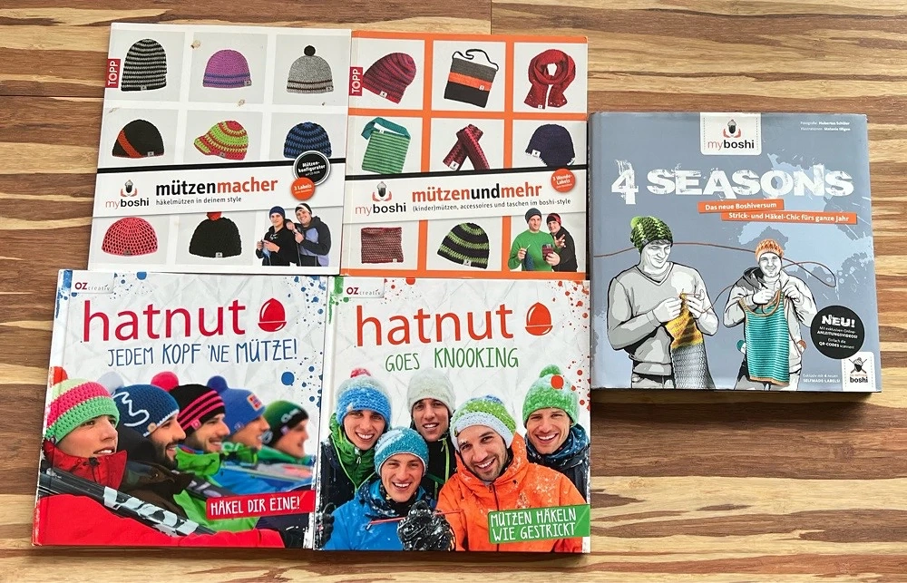 5 Handarbeitsbücher von myboshi und hatnut