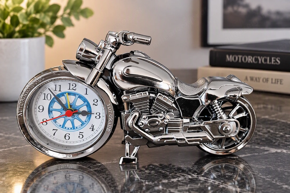 Motorrad-Uhr, dekorative Tischuhr im Chopper-Design
