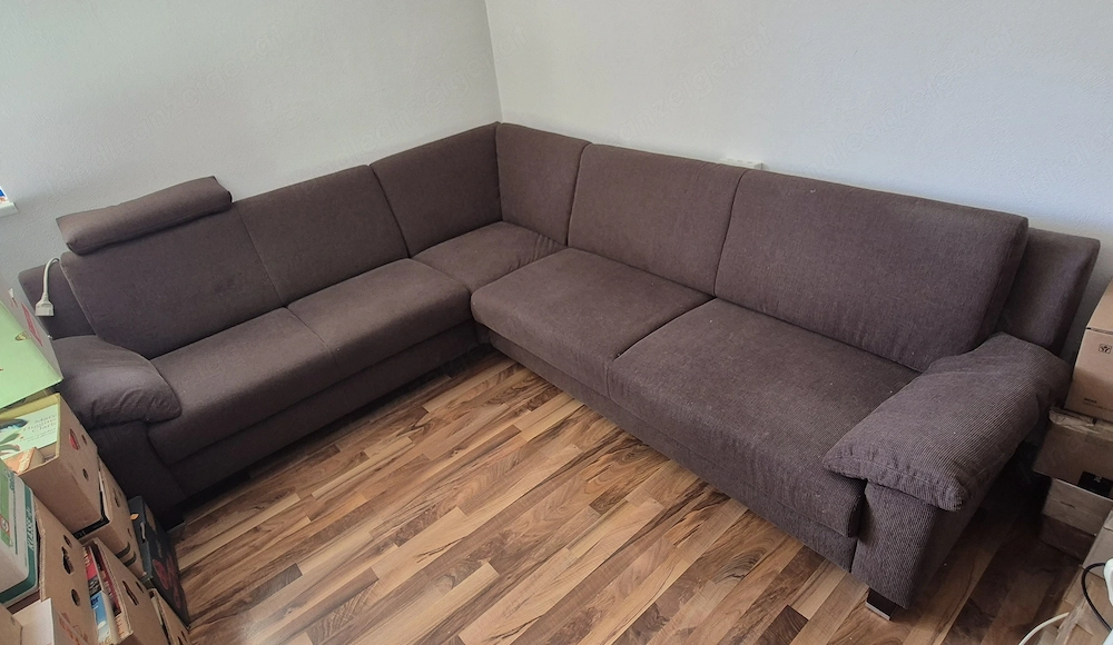 Wohnlandschaft   Sofa- Stoffbezug dunkelbraun. Liegefunktion