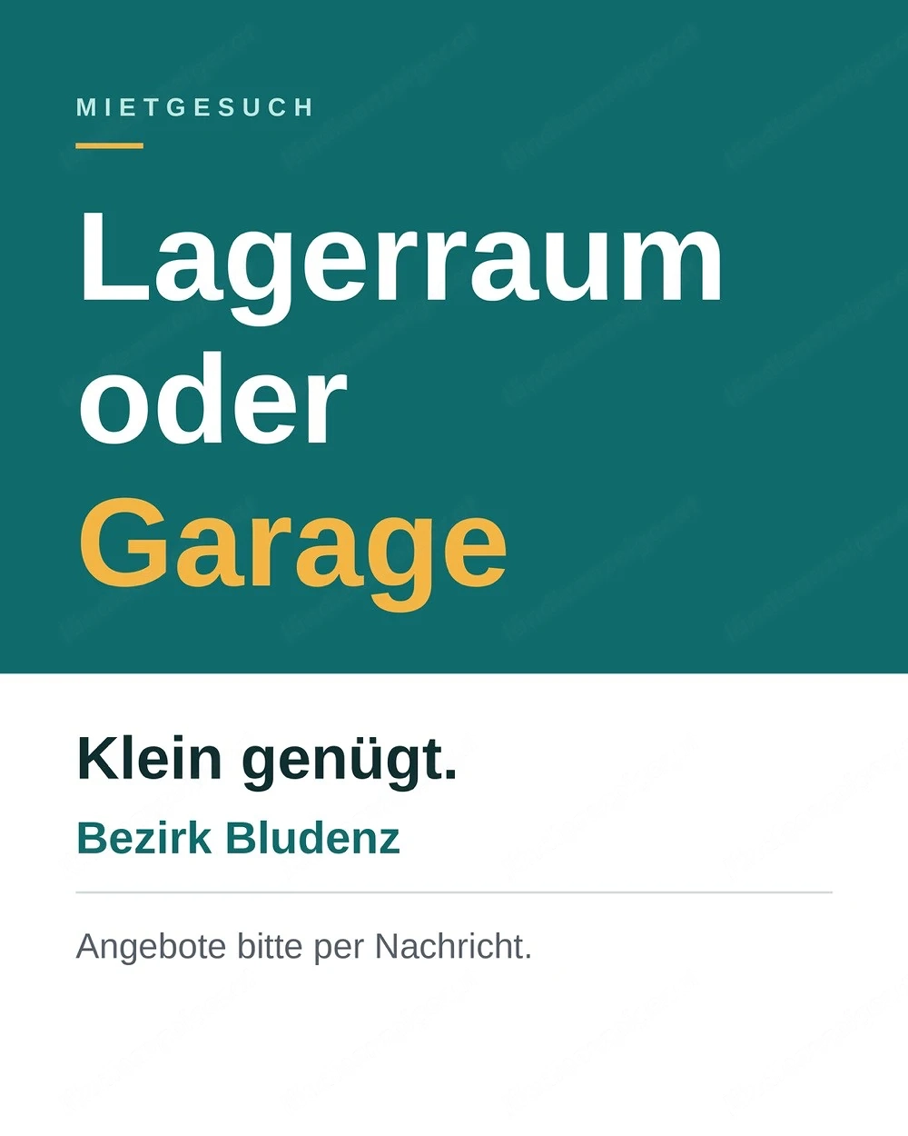 Suche Lagerraum oder Garage