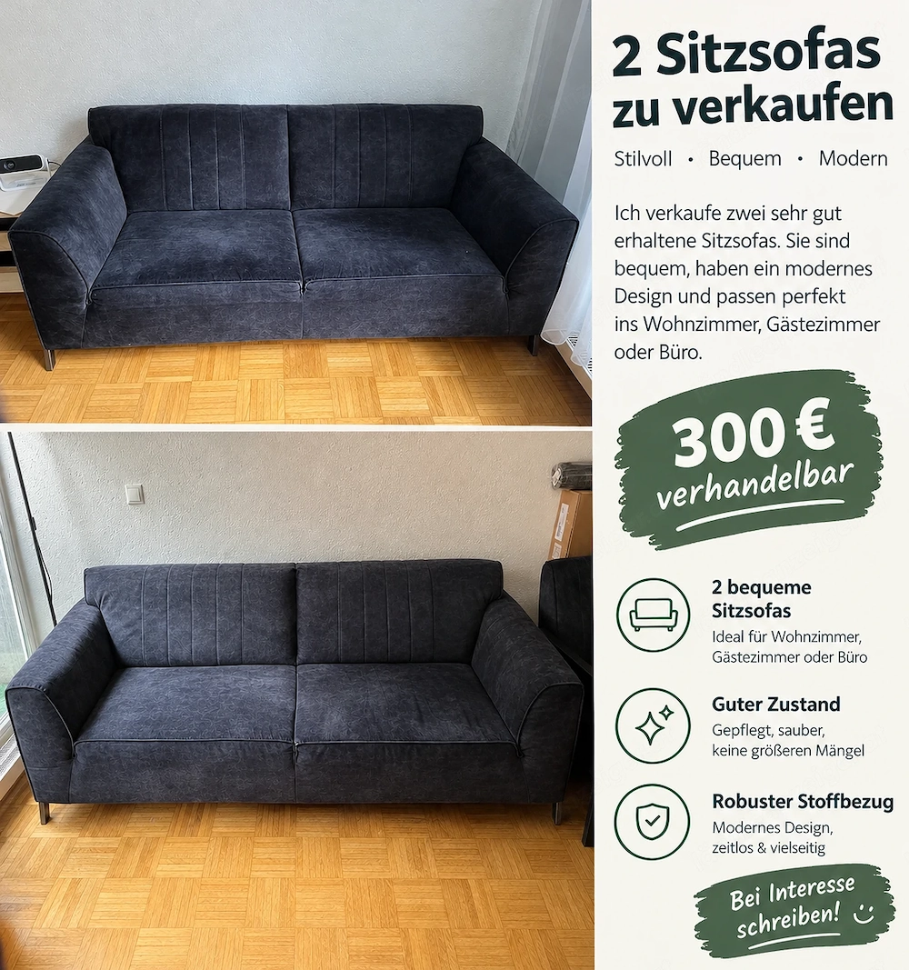 Zwei Sitzsofas zu verkaufen
