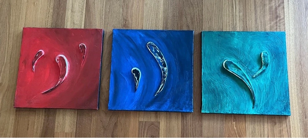 Bilder Trilogie je 40x40, Acryl auf Leinwand