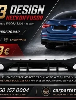 C43-Heckdiffusor für Mercedes C-Klasse W206 S206 ab 2021, Sport Line