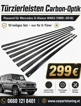 Türzierleisten passend für Mercedes G-Klasse W463 Baujahre 1989 bis 2018 Carbon 10-teilig!