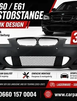 Frontstoßstange für BMW 5er E60 E61 2003 2007 M-Technik Design ohne Nebelscheinwerfer