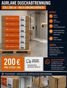 Aurlane Duschabtrennung   Duschwand 120   200 cm - NEU & originalverpackt
