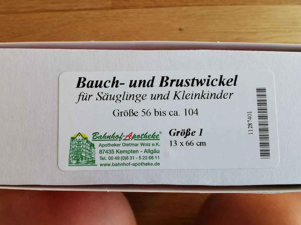 Bauch- und Brustwickel für Kleinkinder Gr. 1