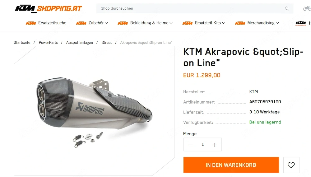 KTM Akrapovic Slip-on KTM 990 2024