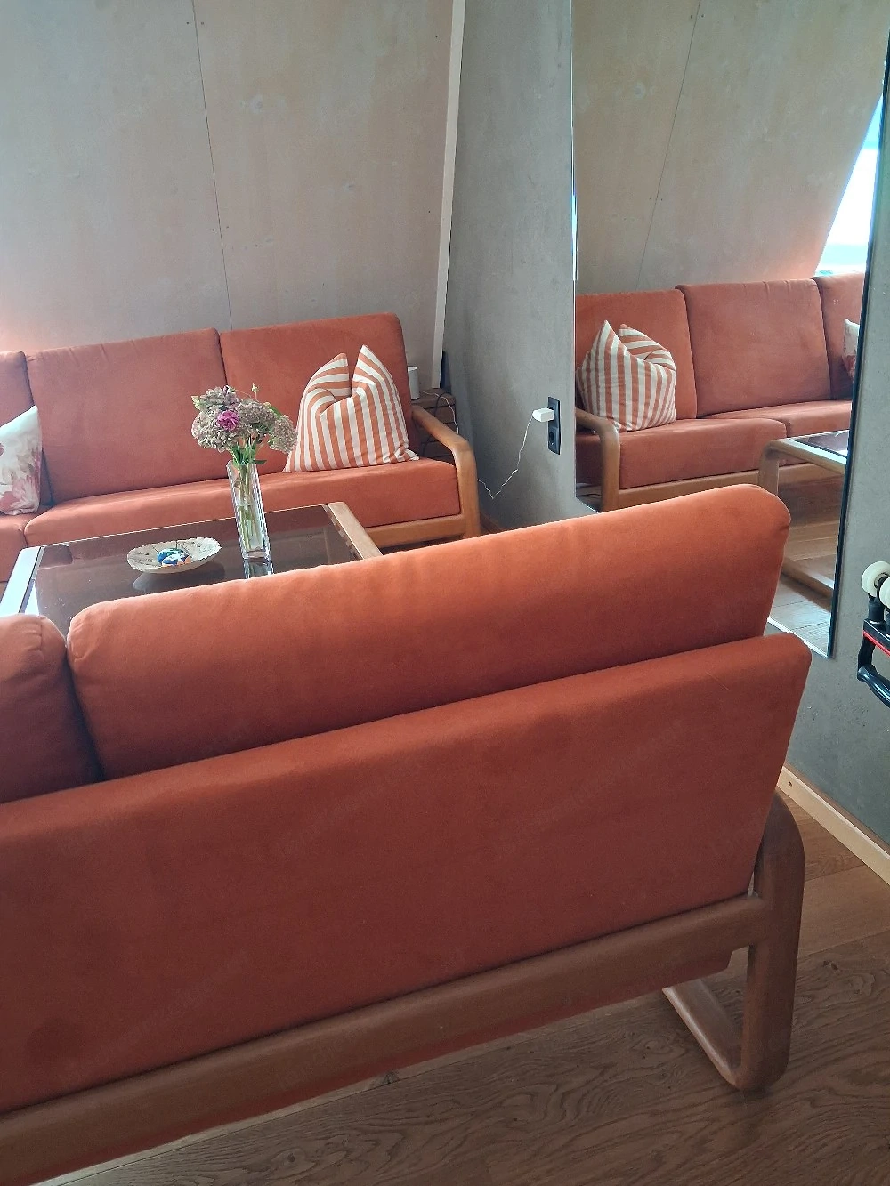 Sitzgruppe im Rolf Benz Stil 80er 90er Nussbaum Alcantara