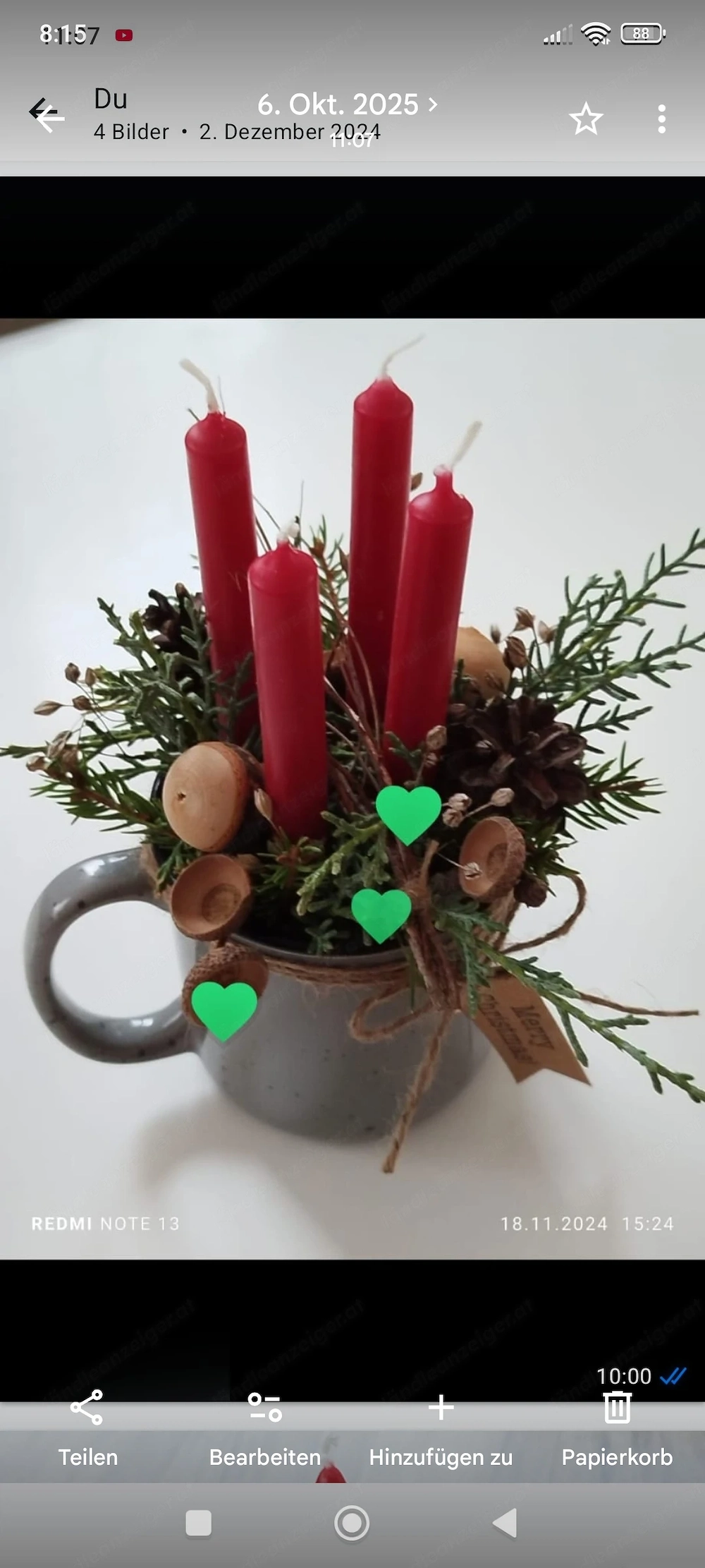 Deko Weihnachten in der Tasse 