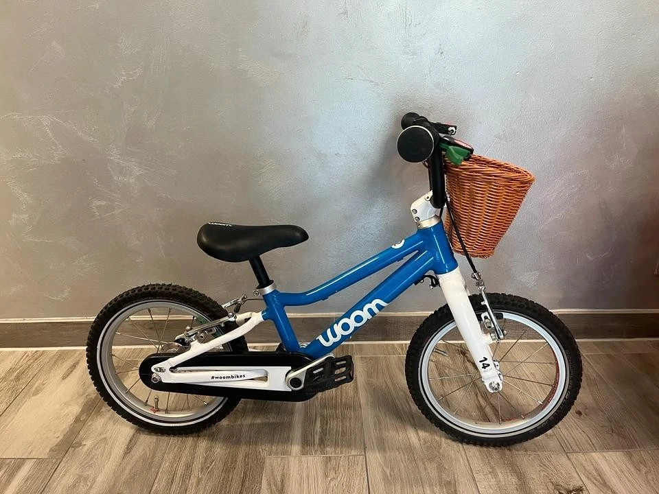 Woom 2 Kinderfahrrad 14 Zoll blau Weiß 