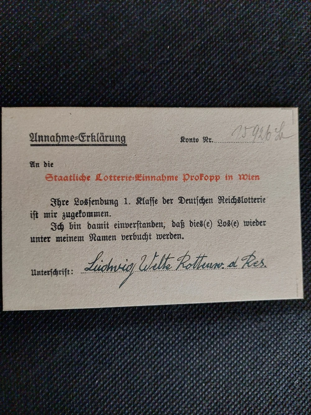 Historische Annahmeerklärung 1939