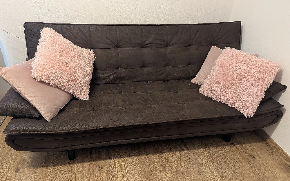 Schlafsofa in Lederlook dunkelbraun 
