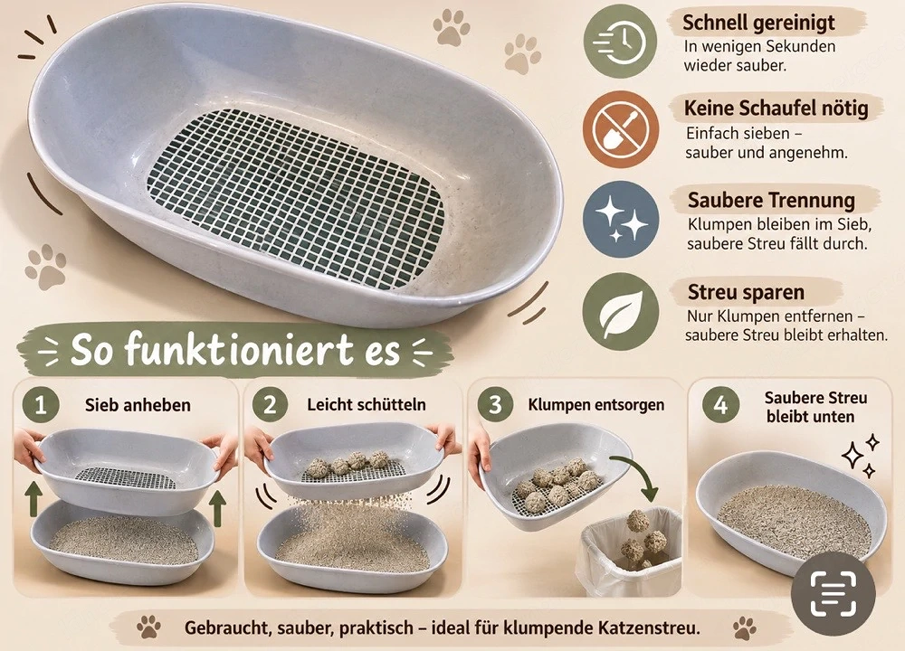 Katzentoilette mit Siebeinsatz