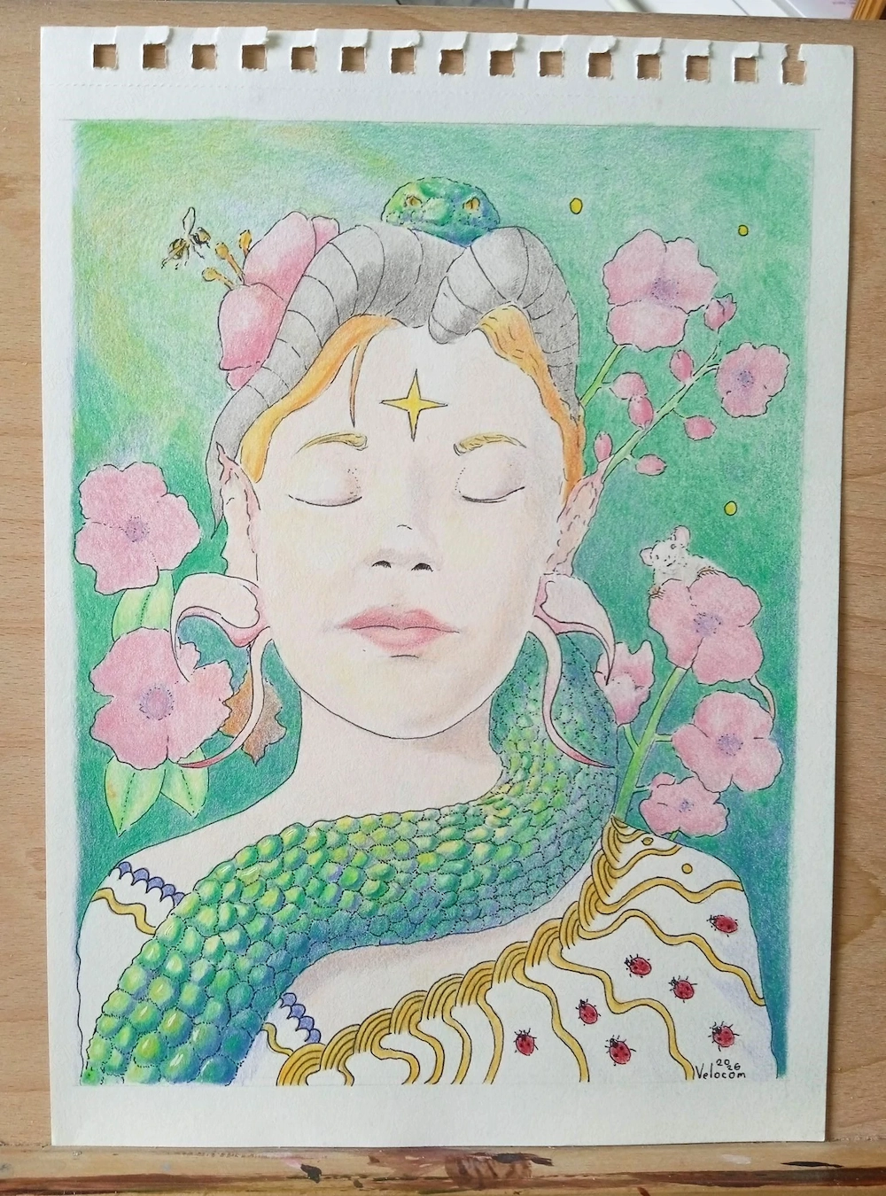 Buntstift Portrait Zeichnung (Handgezeichnet   Original und Unikat)